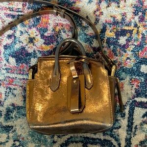 J. Crew Gold Metallic Satchel Mini Harper